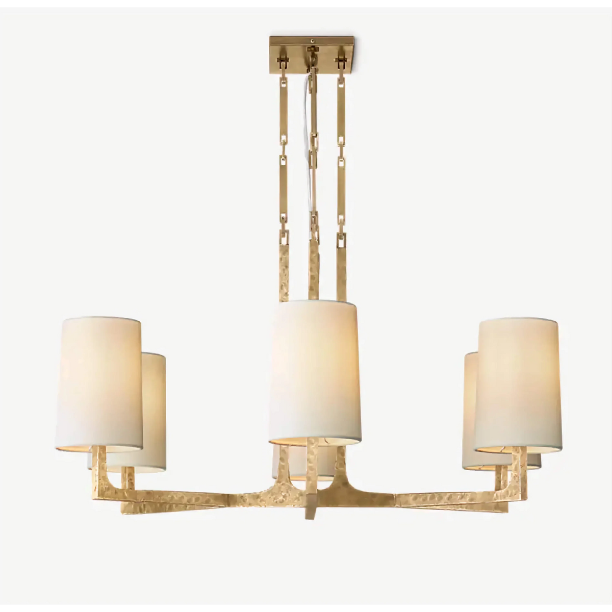 Forged Brass Chandelier for Living Room or Foyer | Linen Shades 6 8 16 Lights 36 48 60 Inch Casalola Luxury Lamps