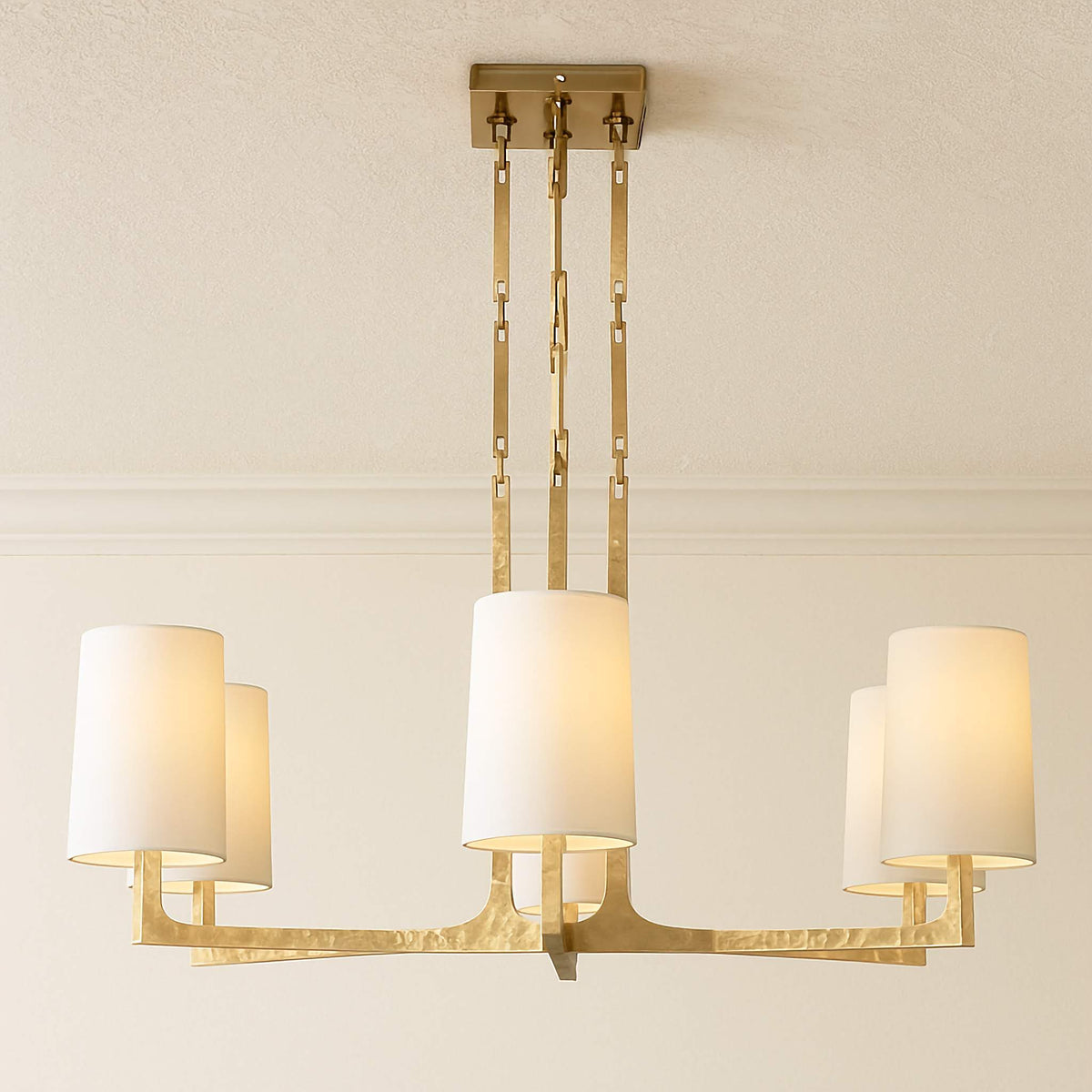Multi-arm Copper & Linen Chandelier | Starburst Linen-shade Transitional Living Dining Casalolalights Luxury Lamps