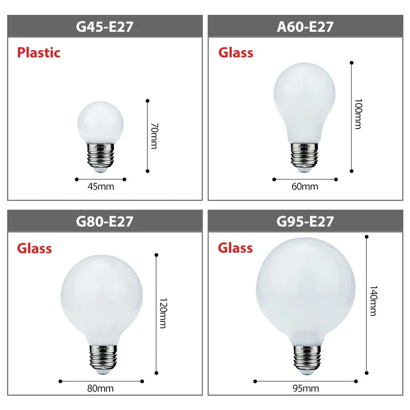 Led Bulbs A60 G80 G95 G45 - Versatile & Long-lasting | Available in Warm Cold White Casalolalights Luxury Lamps