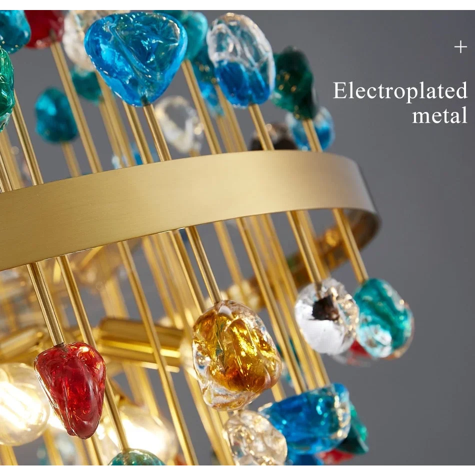 Glass Stone Chandelier 45-80cm | Multicolor or Clear Jewel-tone Gold Light Dining & Living Room Casalolalights Luxury