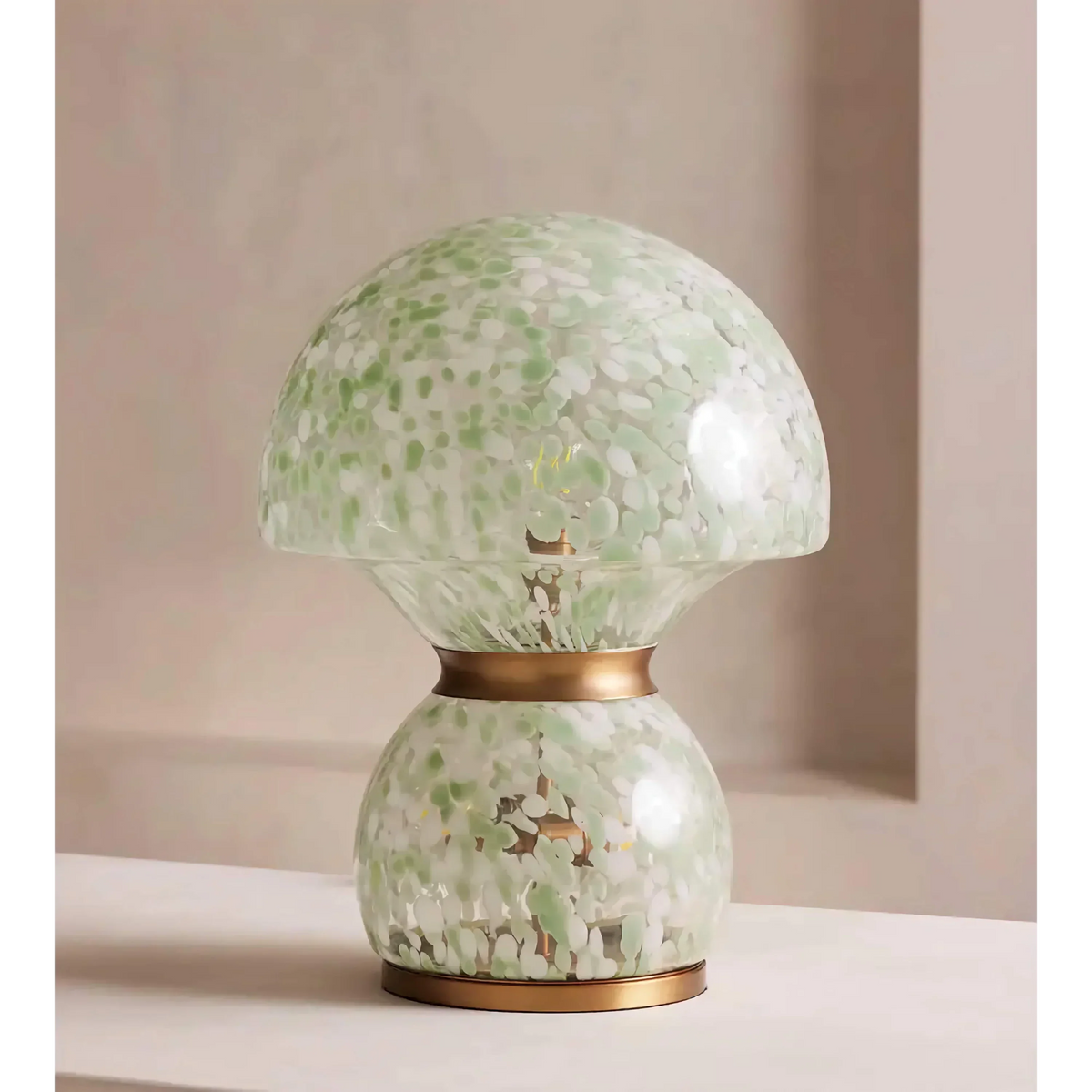 Murano Style Glass Table Lamp for Living Room and Entryway | Green Blown Brass Dimmable Option Casalola Lights Luxury