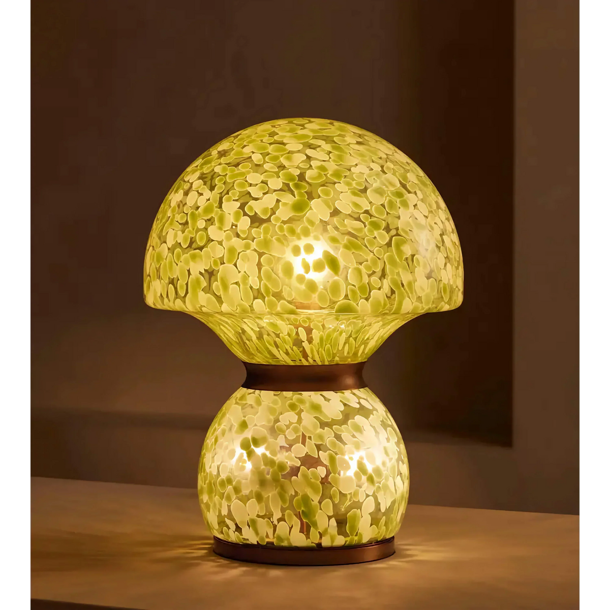 Murano Style Glass Table Lamp for Living Room and Entryway | Green Blown Brass Dimmable Option Casalola Lights Luxury