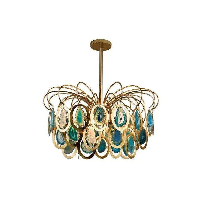 Modern Chandelier Featuring Natural Real Agate | 5 Lights and 8 | Casalola
