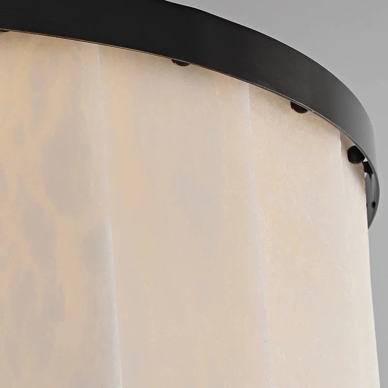 Natural Alabaster Tiered Island Chandelier | Black Framed Kitchen Pendant