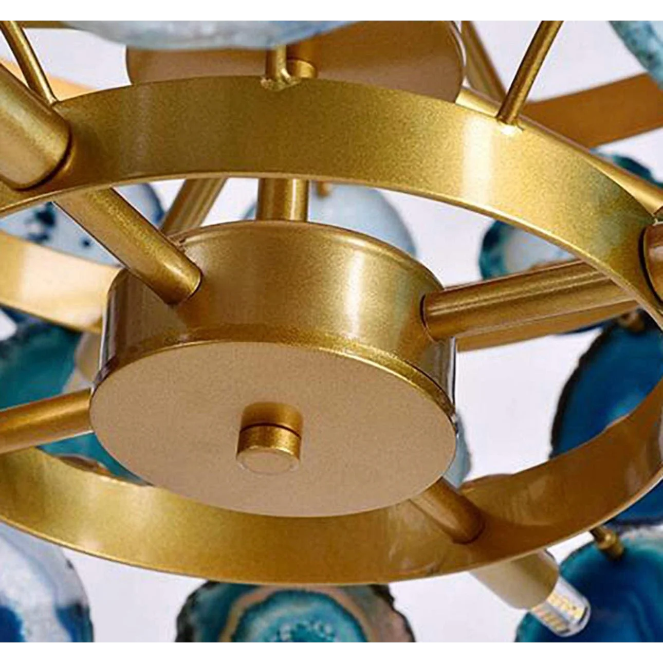 Natural Green Agate Chandelier | Modern Luxury | Semi Flush Mount for Living Room