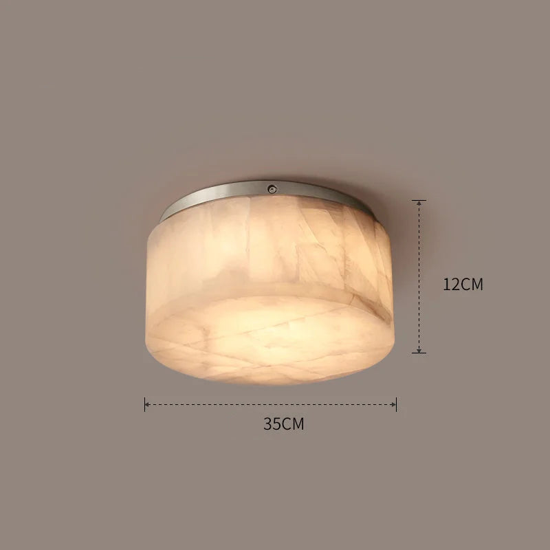 Round Natural Marble Flush Mount | Modern Ceiling Light for Bedroom