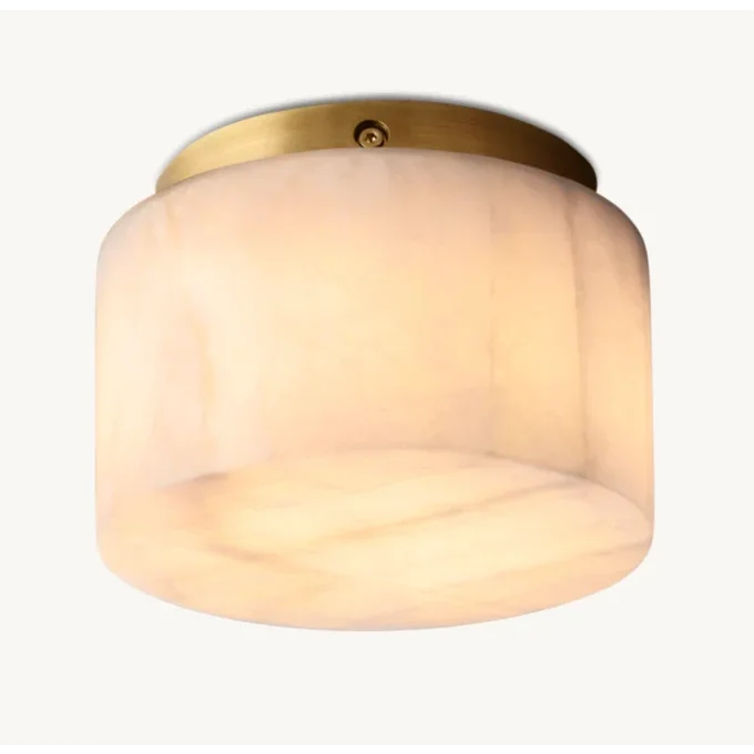 Round Natural Marble Flush Mount | Modern Ceiling Light for Bedroom