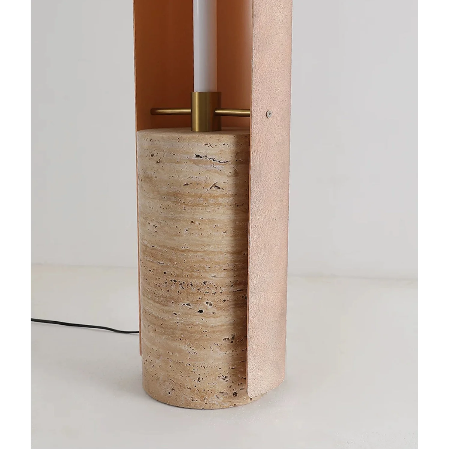 Modern Luxury Floor Lamp with Textured Metal Shade and Stone Base for Living Room Bedroom or Office