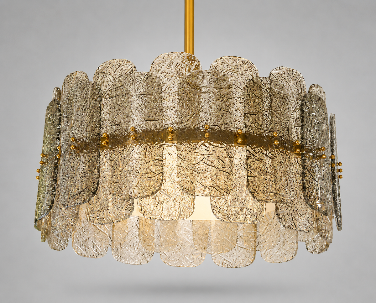 Smoky Art Glass & Brass Chandelier for Dining Room | Mid-century Modern Entryway Ceiling Light Casalolalights Luxury