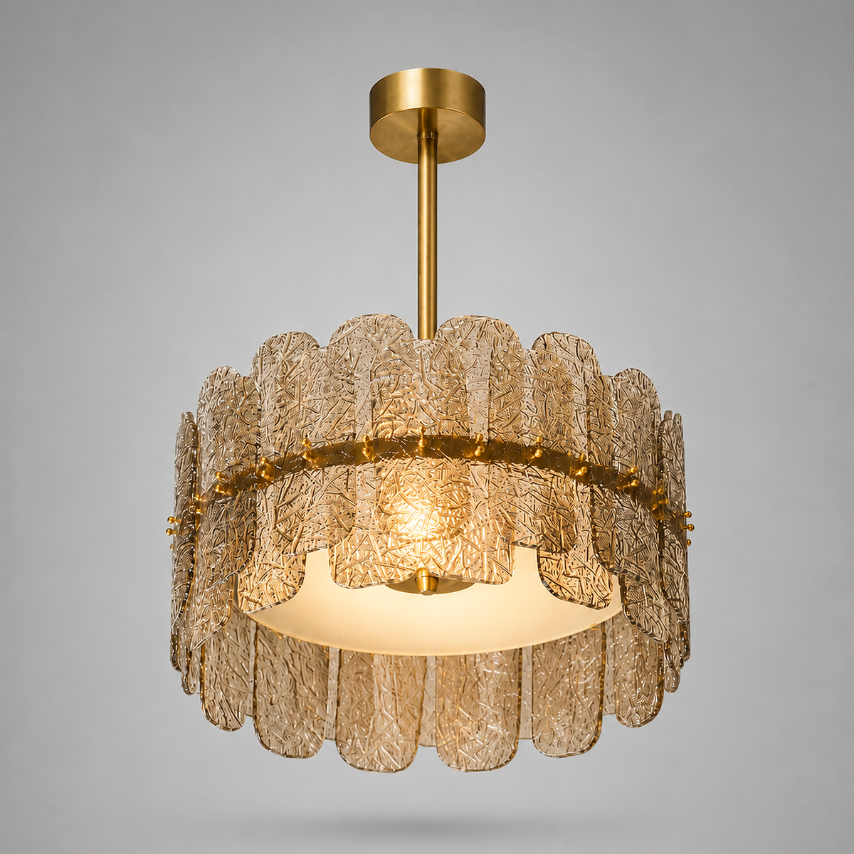 Smoky Art Glass & Brass Chandelier for Dining Room | Mid-century Modern Entryway Ceiling Light Casalolalights Luxury