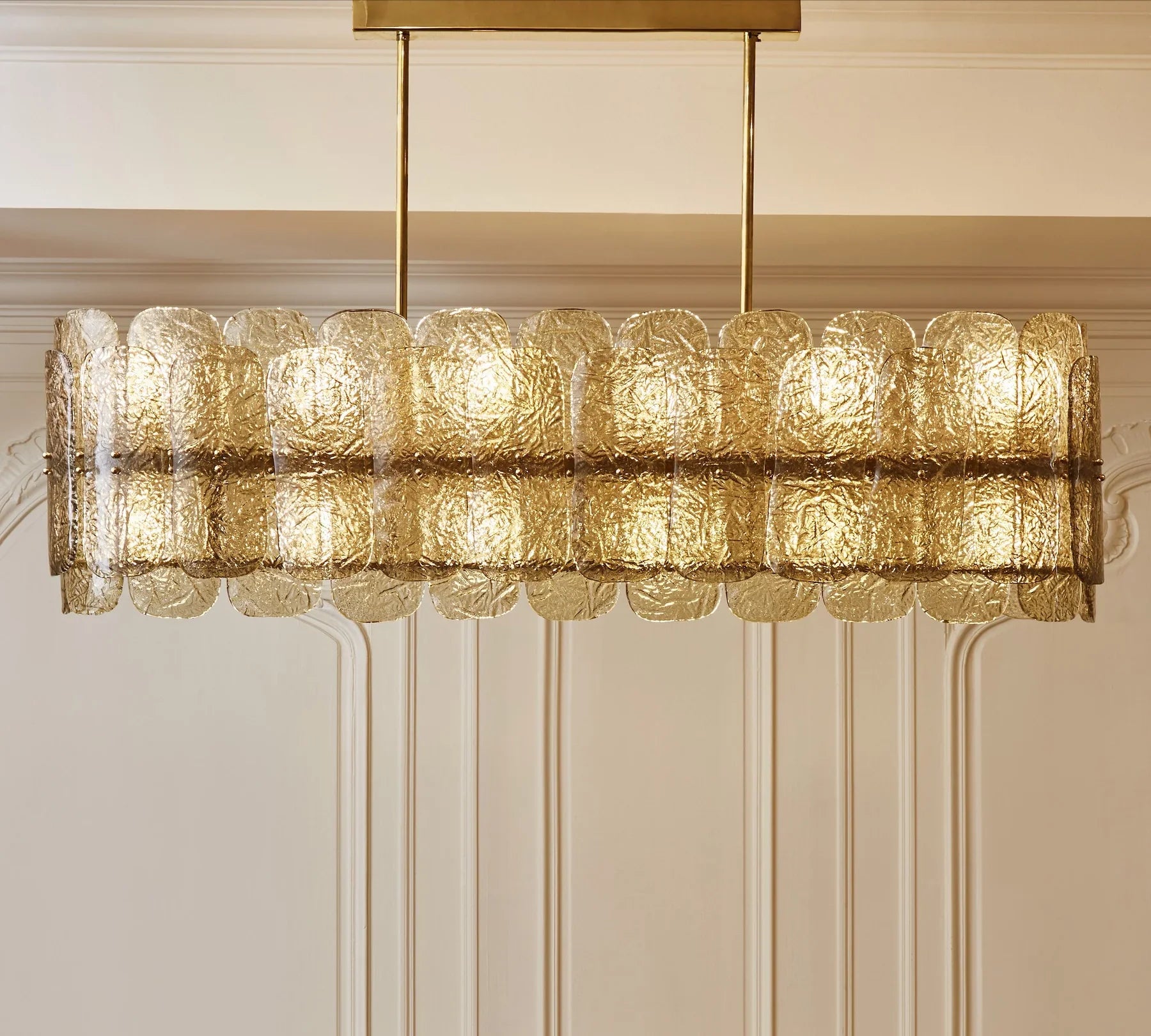 Smoky Art Glass and Brass Chandelier Linear Dining Room Casalolalights Luxury Lamps for Interior Designers