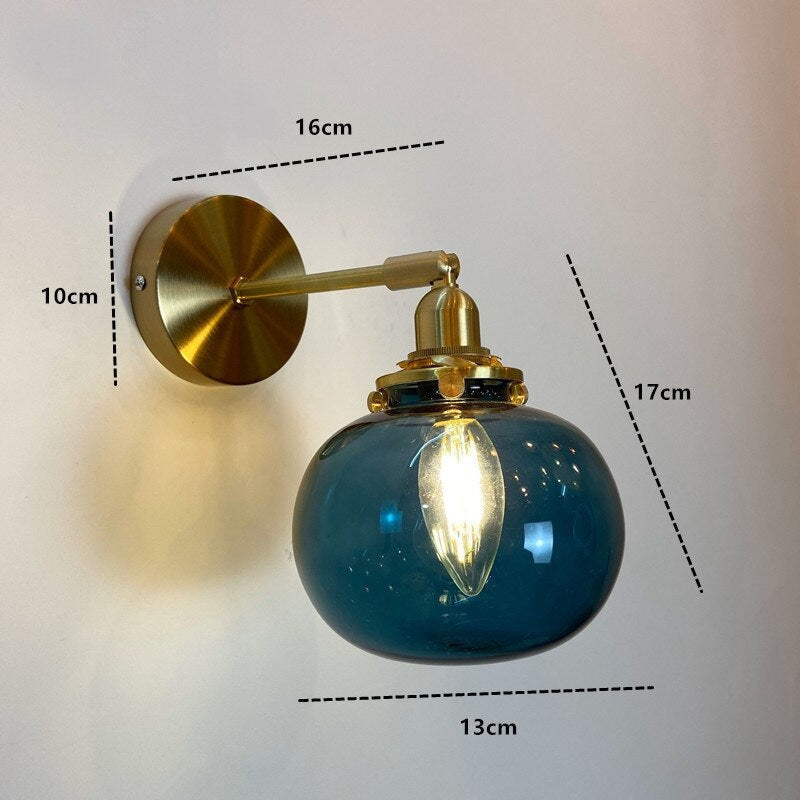 Nordic Wall Lamp with Rotatable Glass Shade - Sconces