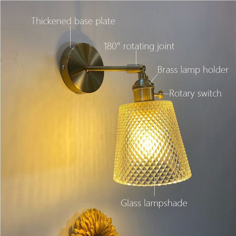 Nordic Wall Lamp with Rotatable Glass Shade - Sconces