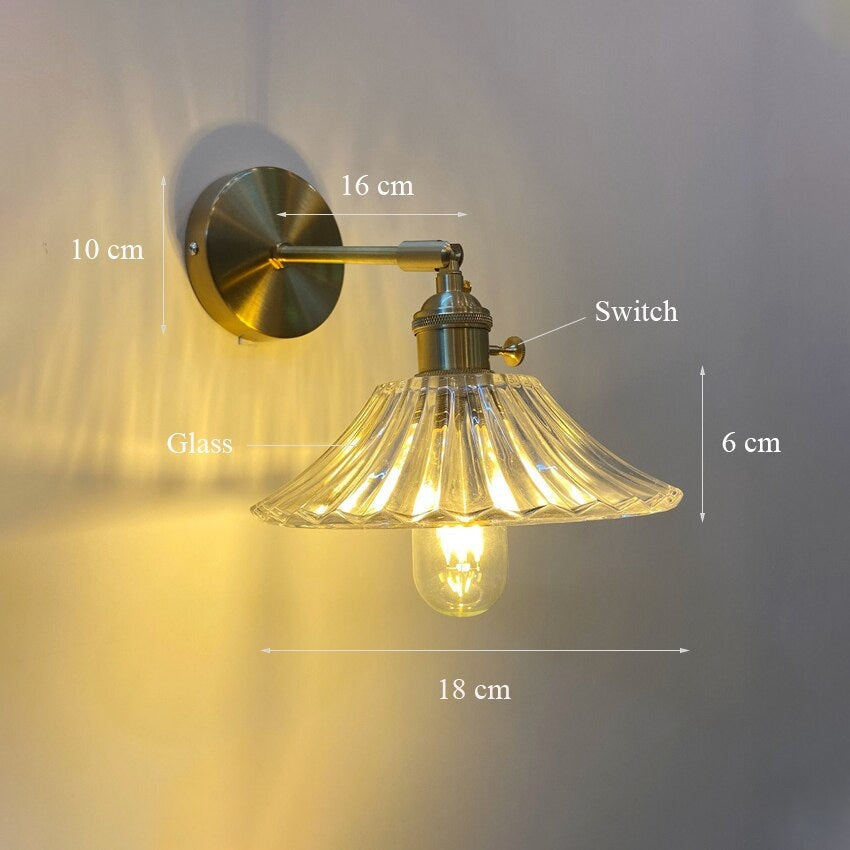 Nordic Wall Lamp with Rotatable Glass Shade - Sconces