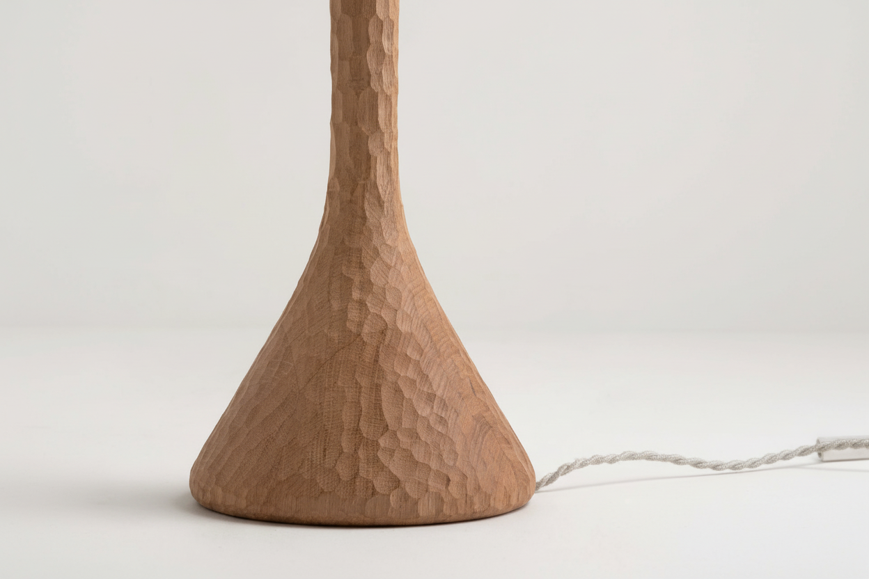 Carved Oak Linen Shade Floor Lamp | Minimalist Ul-listed Led Ready Modern Lighting Casalolalights Luxury Lamps