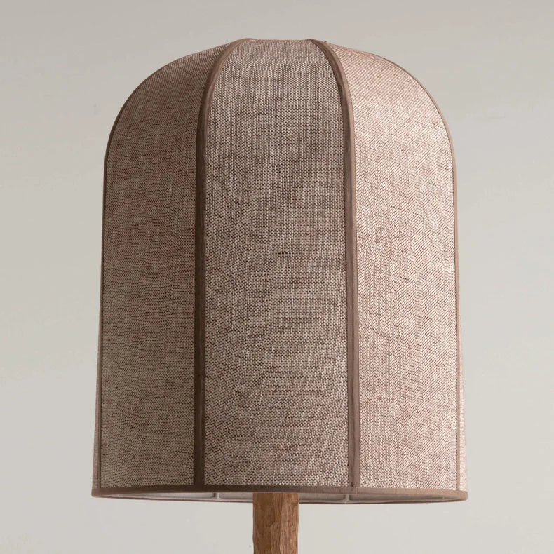 Carved Oak Linen Shade Floor Lamp | Minimalist Ul-listed Led Ready Modern Lighting