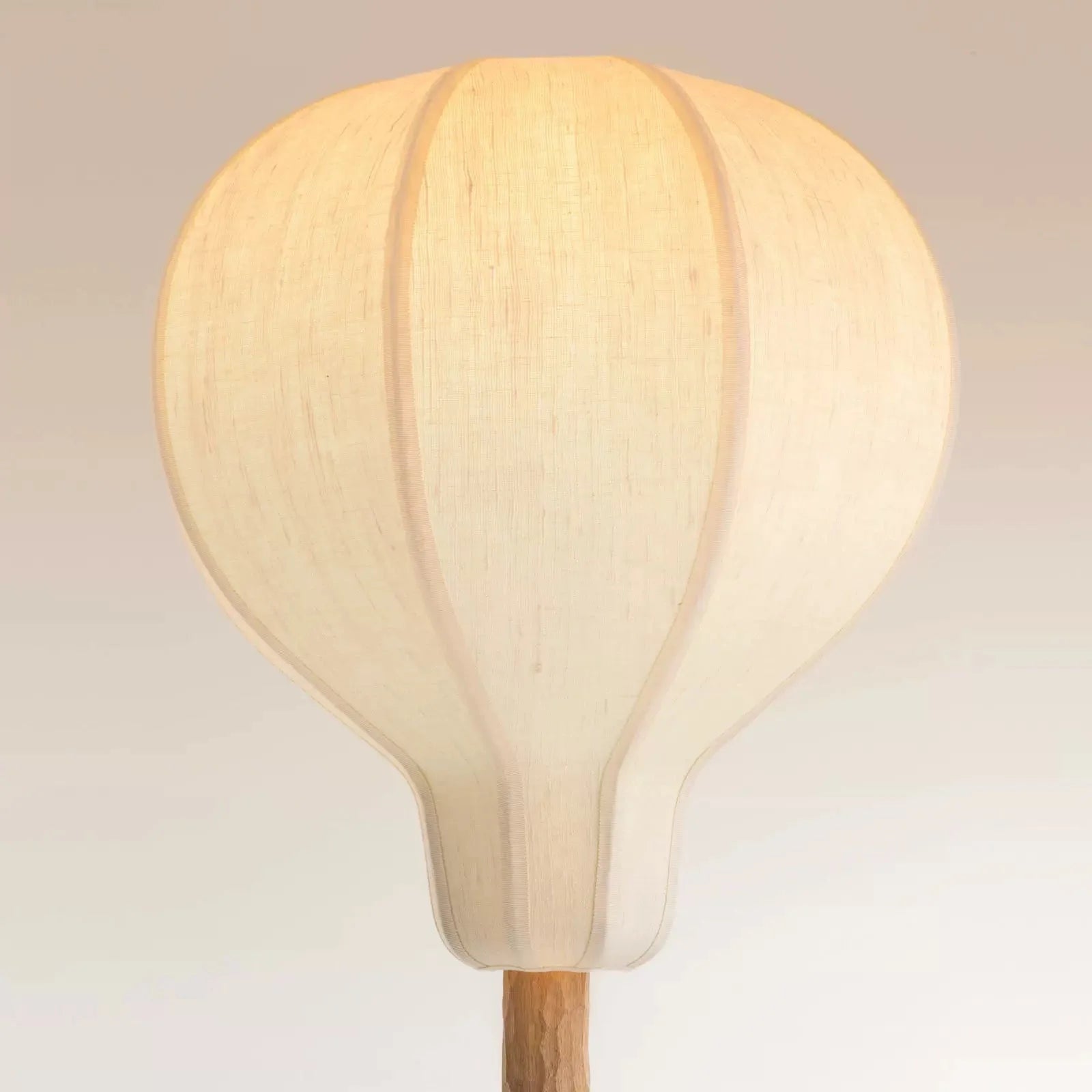 Carved Oak Linen Shade Floor Lamp | Minimalist Ul-listed Led Ready Modern Lighting
