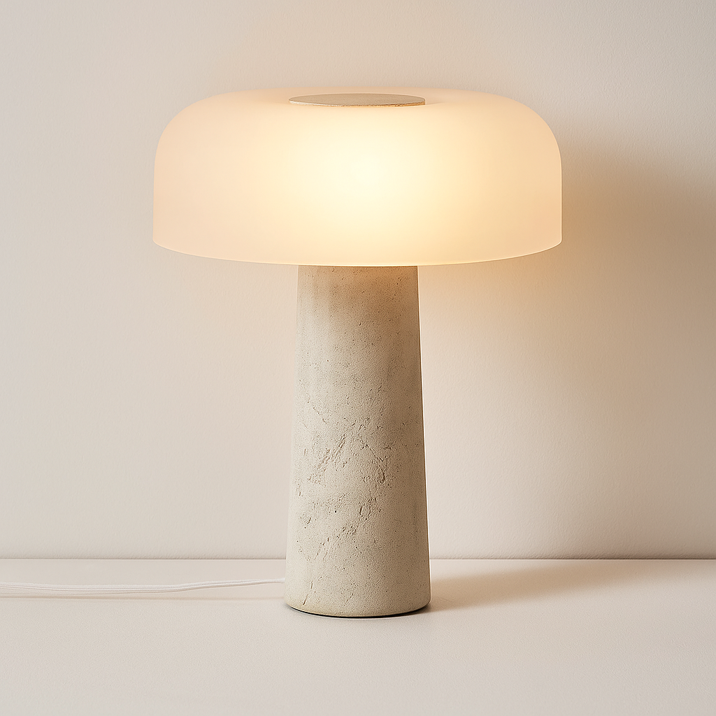 Travertine Table Lamp for Bedroom and Living Room | Bedside Stone Frosted Glass Dome Wabi Sabi Casalola Lights Luxury