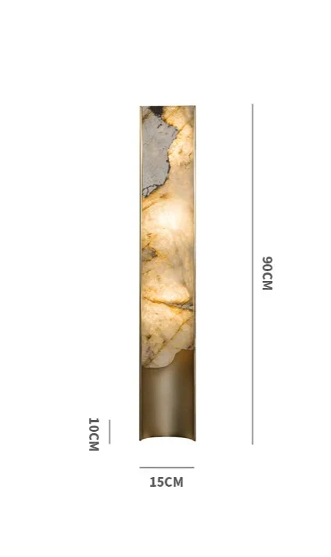 Genuine Onyx Wall Sconce Brushed Brass | Low Profile Hallway Light 40 or 90cm Backlit Stone 2700k Casalola Lights