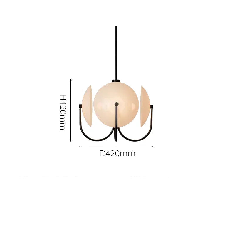 Opaline Disc Chandelier | Black & Gold Pendant with Sculptural Arms | Modern Statement Light for Dining or Living Room