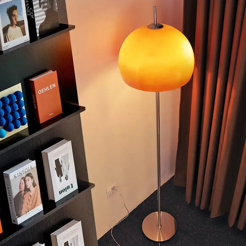 Orange Glass Bauhaus Mid Century Modern Floor Lamps