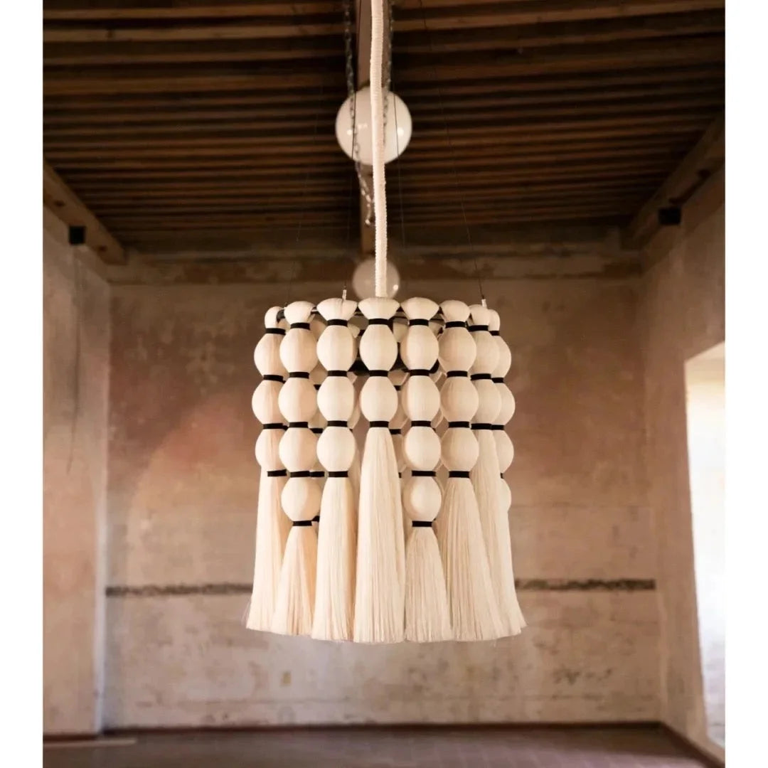 Cotton fringe pendant in a cozy nook