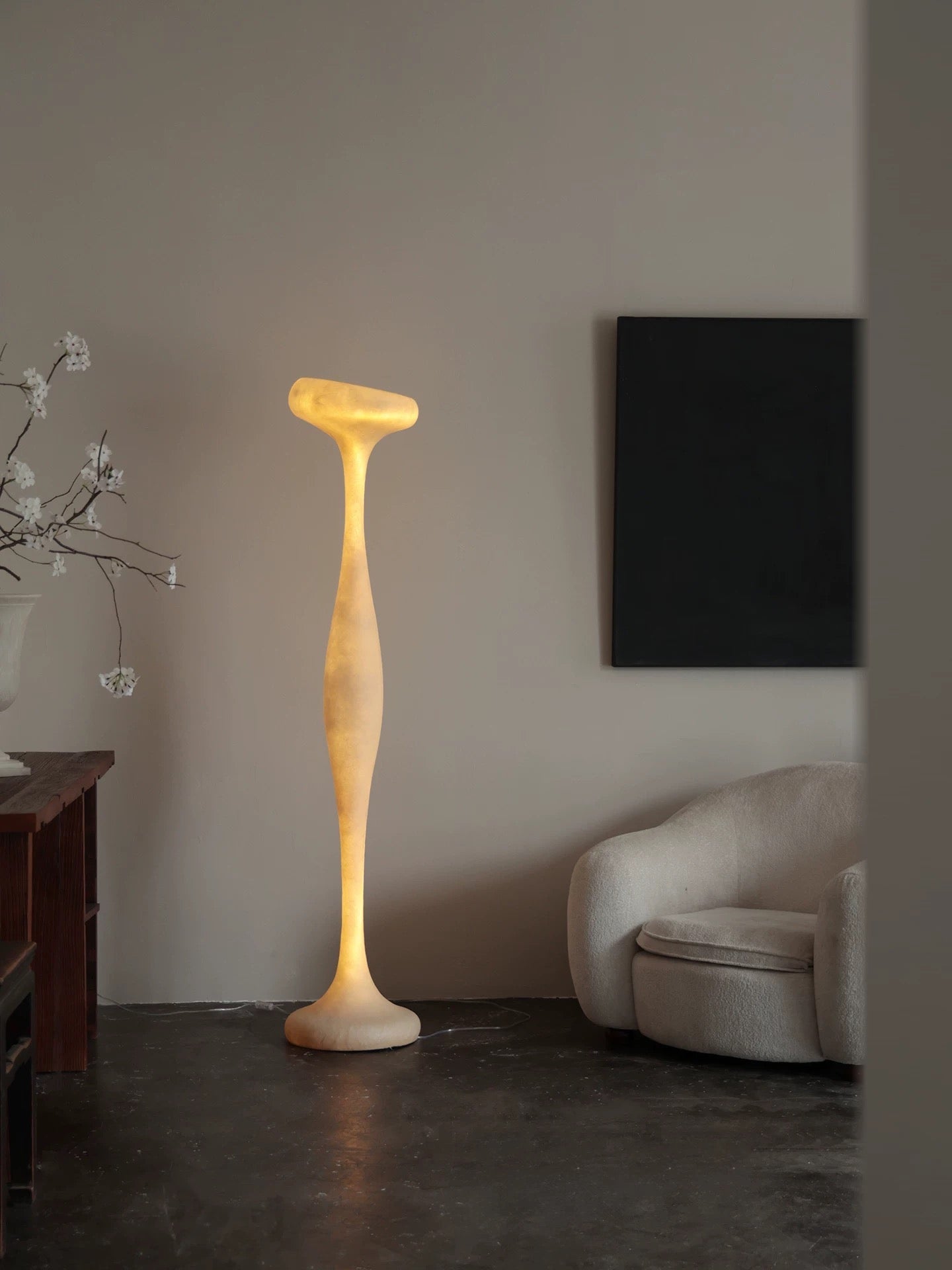 Biomorphic Sculptural Floor Lamp | 175cm Organic Totem Design | Translucent Hand-cast Resin | Wabi-sabi & Avant-garde