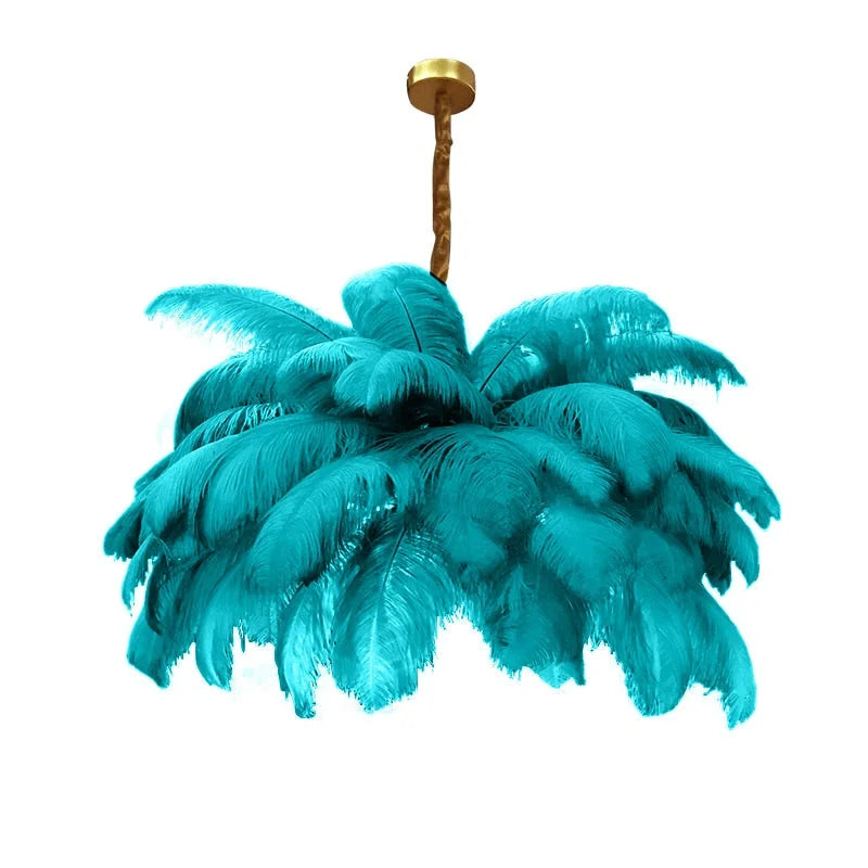 Ostrich Feather Chandelier 100-120cm | Hollywood Regency Gold Statement Light Dining Room & Entryway Casalolalights
