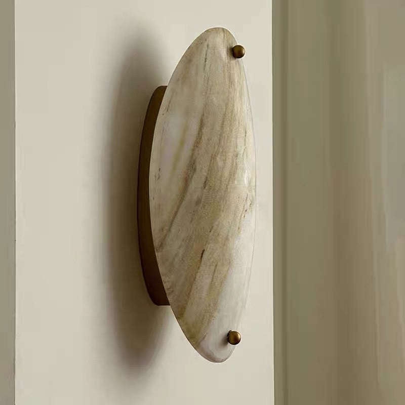 Oval Marble Wall Sconce – Natural Stone & Brass Light with Warm Led for Bedroom or Hallway Casalolalights Luxury Lamps