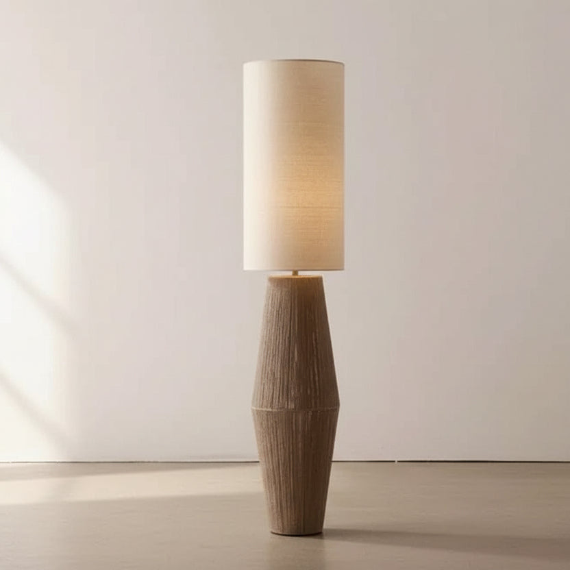 Hand-wrapped Hemp Rope Floor Lamp | Organic Wabi-sabi Linen Shade | 150cm Textured Artisan Lighting | Casalola Lights