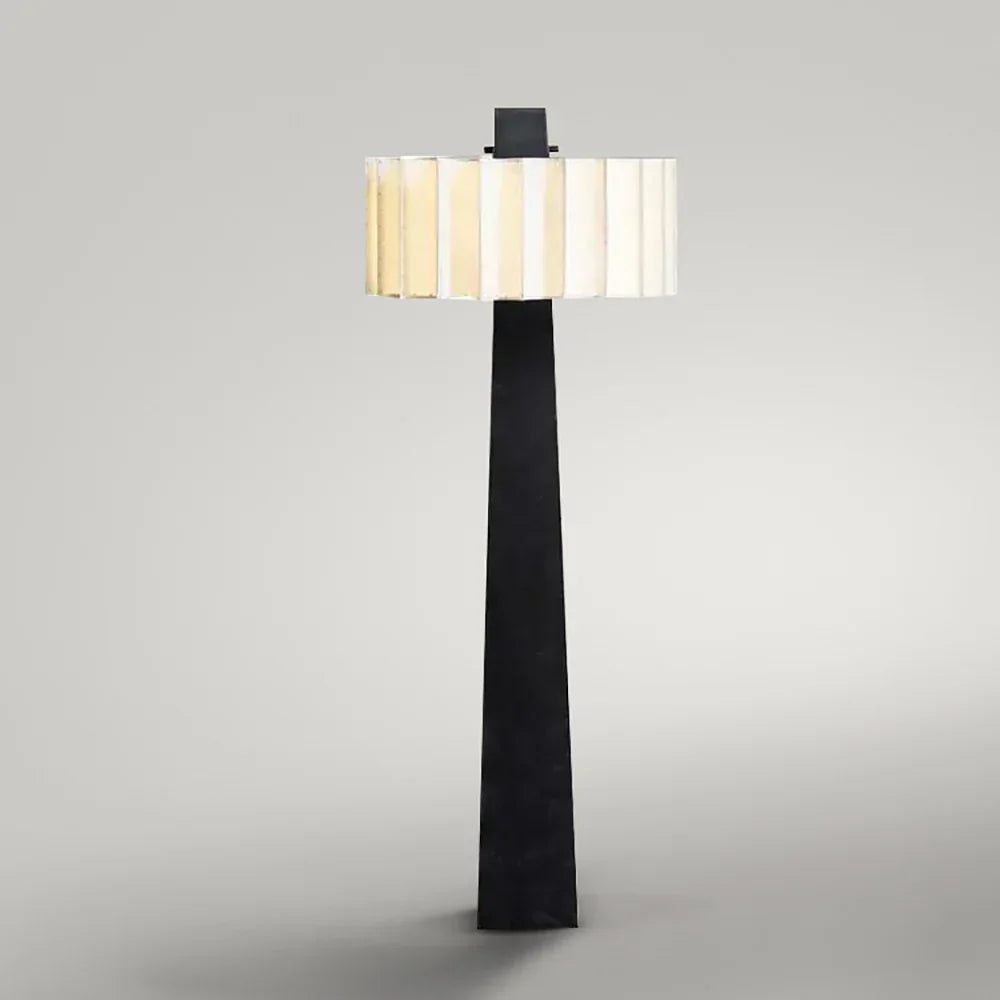 Genuine Alabaster Floor Lamp Pleated Shade | 165cm Tall E26/e27 Dimmable Option 1970s Style Casalola Lights Luxury