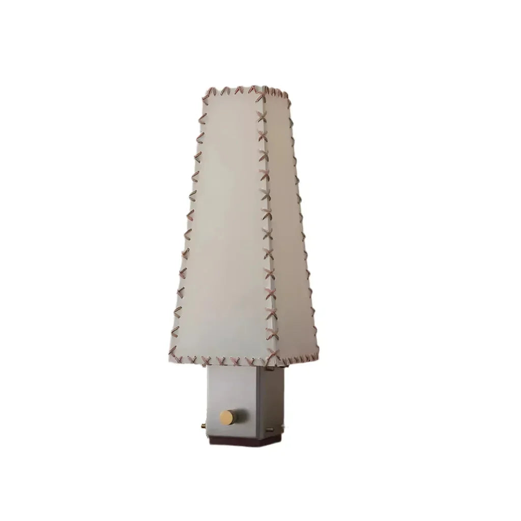 Parchment Shade Table Lamp for Bedroom and Living Room | Hand Stitched Brushed Steel Modern Japandi Casalola Lights