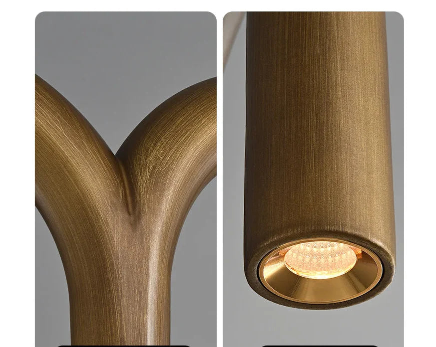 Patinated Brass Arch Chandelier | Modern Sculptural Downlight