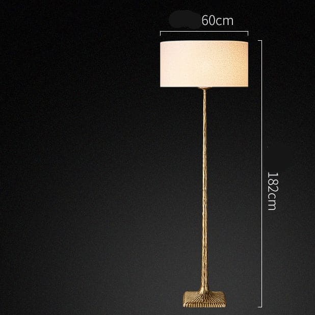 Patinated Brass Floor Lamp | Belgian Linen Designer Lighting - Lamps