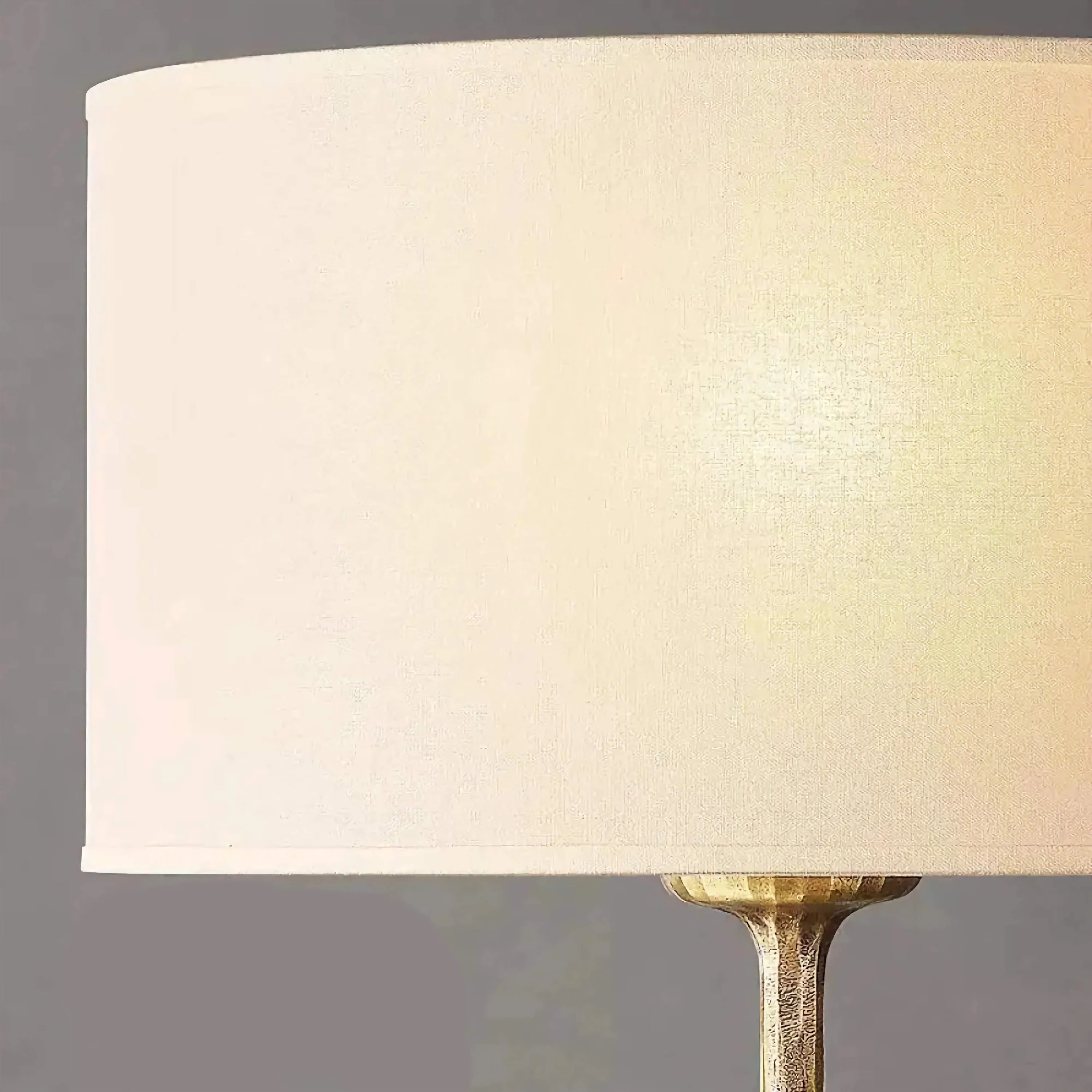 Patinated Brass Floor Lamp | Belgian Linen Designer Lighting