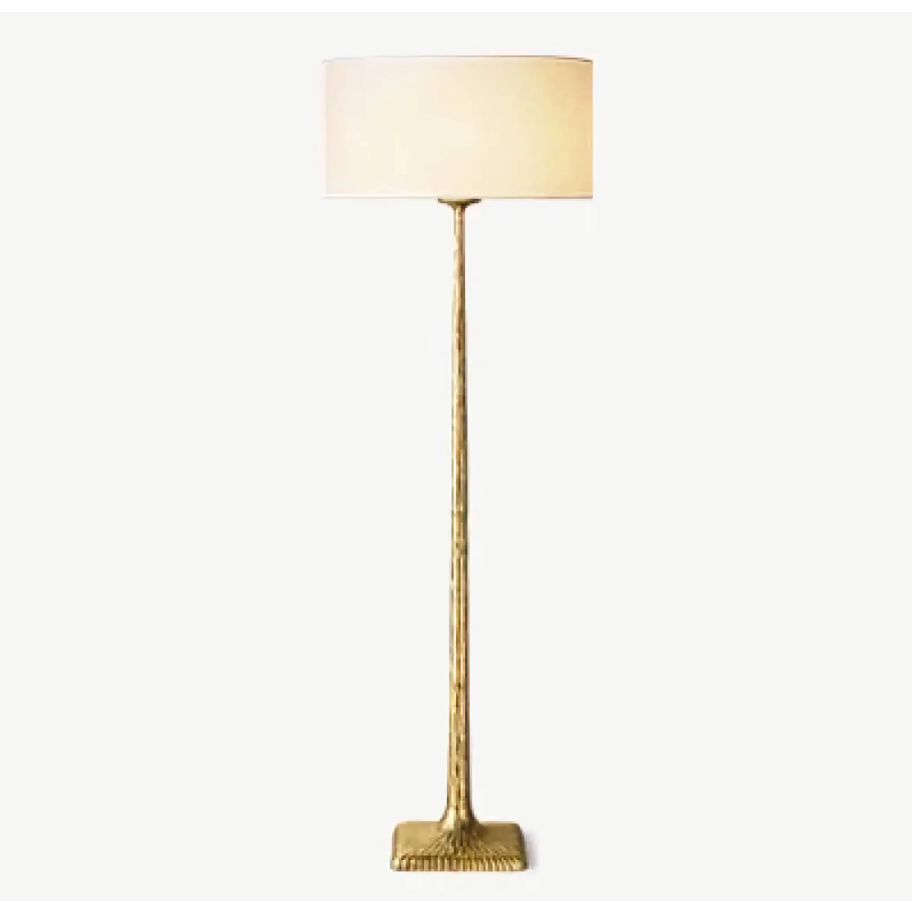 Patinated Brass Floor Lamp | Belgian Linen Designer Lighting