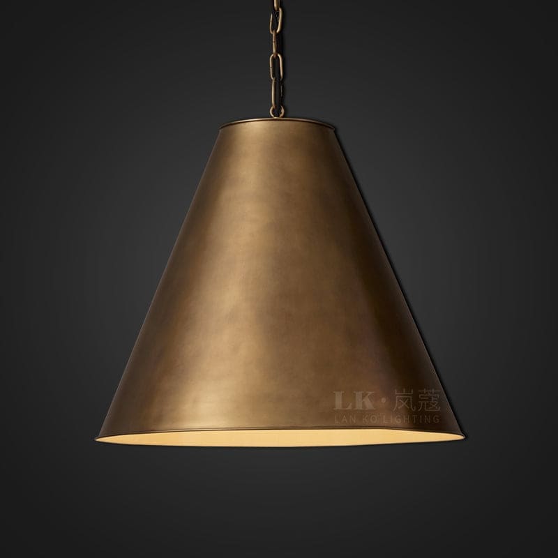 Patinated Copper Cone Pendant Light | Vintage Task Lighting - Lamps