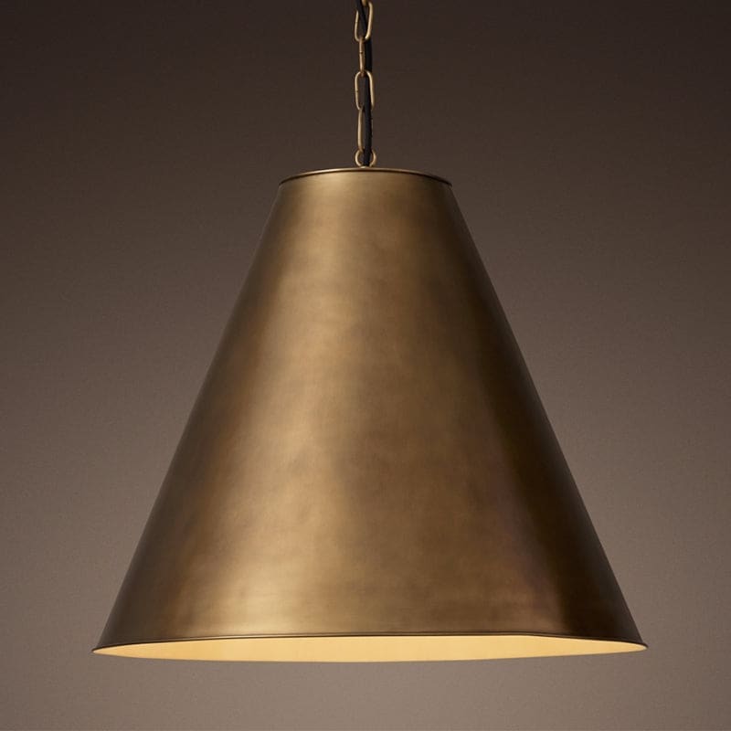 Patinated Copper Cone Pendant Light | Vintage Task Lighting - Lamps