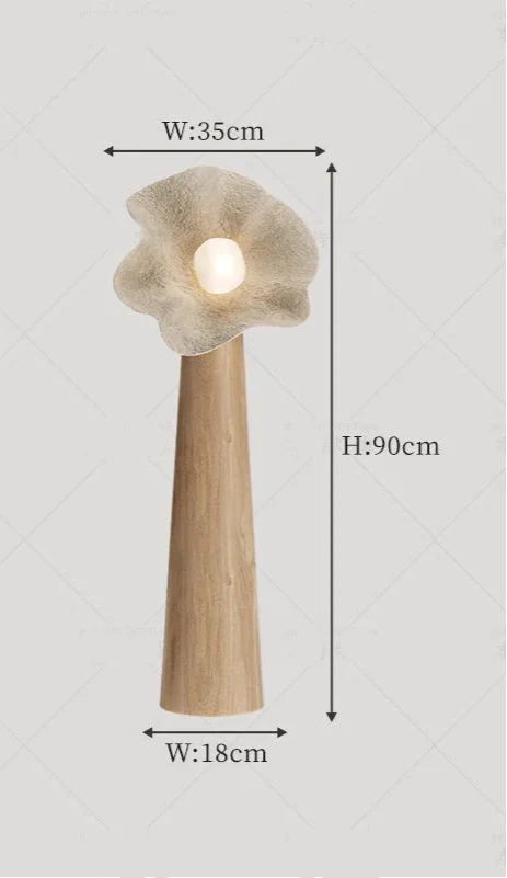 Resin Petal Floor Lamp Wood Column | Botanical Sculpture 3 Sizes E26/e27 Dimmable Option Casalola Lights Luxury Lamps