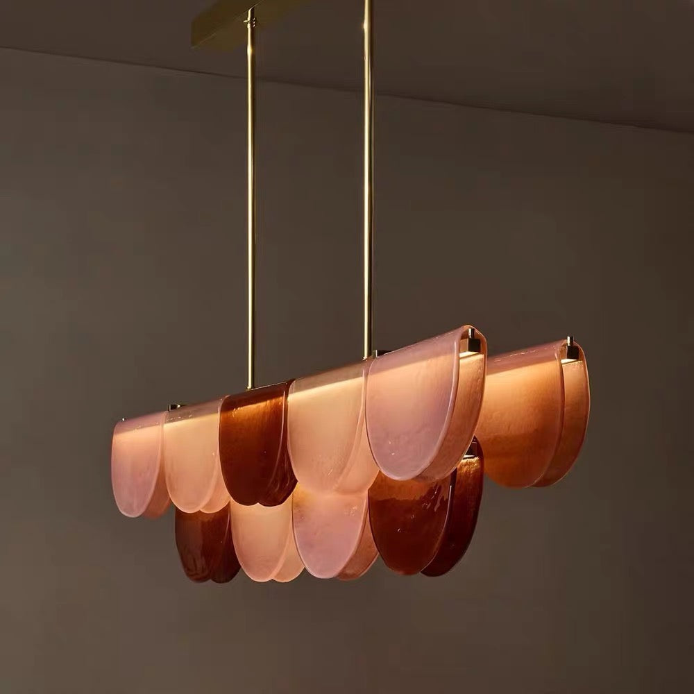 Burgundy Hand-blown Glass Linear Chandelier | Brass Dining Room | 59’’ w | Casalola Casalolalights Luxury Lamps