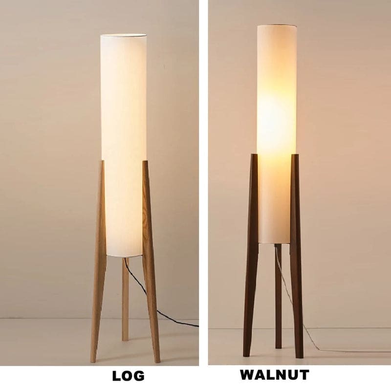 Solid Wood Floor Lamp Fabric Lampshade Modern Bedroom Living Room Decor - Lamps