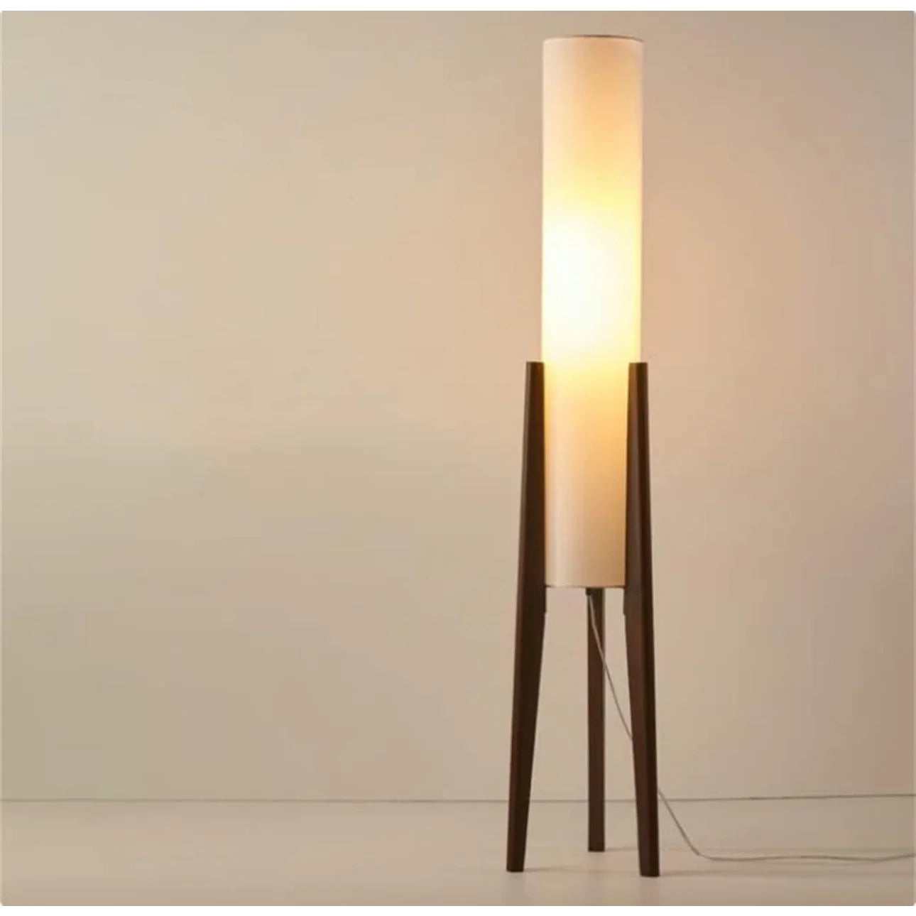 Solid Wood Floor Lamp Fabric Lampshade Modern Bedroom Living Room Decor