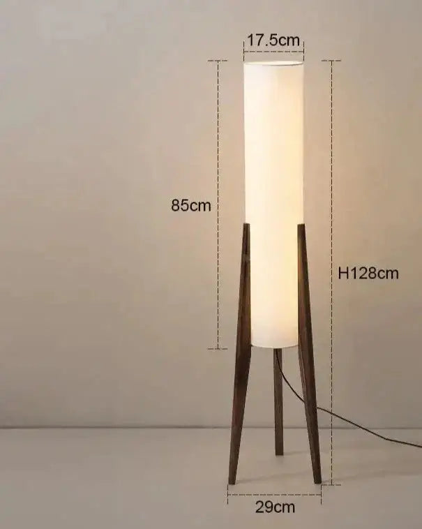 Solid Wood Floor Lamp Fabric Lampshade Modern Bedroom Living Room Decor - Lamps