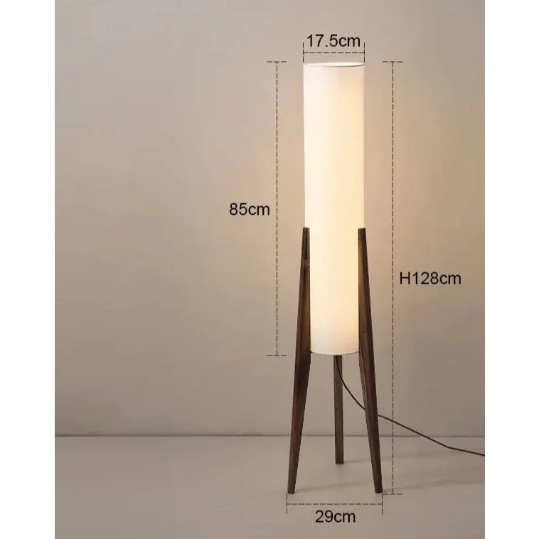 Wood Floor Lamp Linen Shade | Low 128cm Height E26/e27 Walnut or Log Dimmable Option Bedside Casalola Lights Luxury