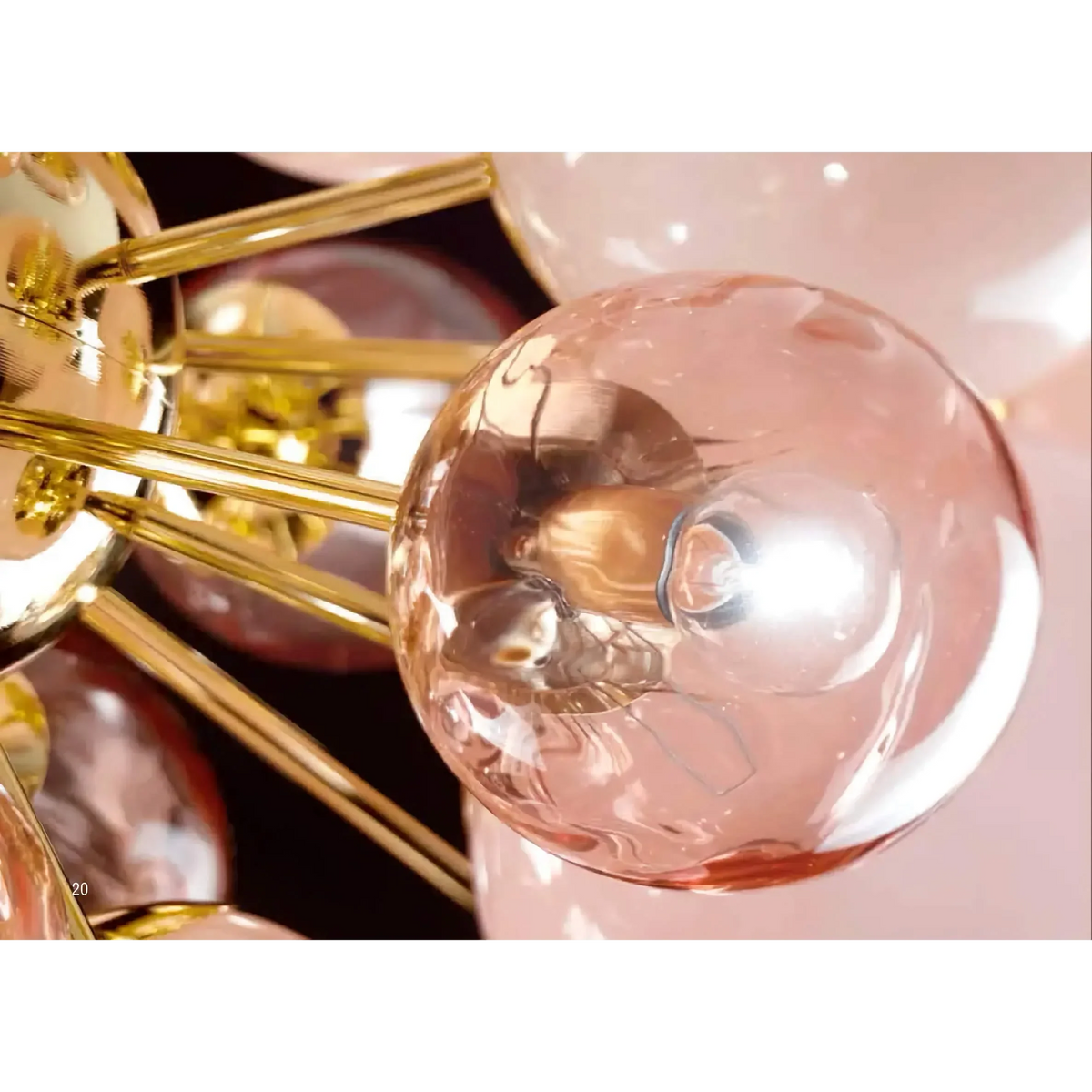 Pink Glass Globe Chandelier 80cm | Hand-blown Sphere & Gold Iron Modern Art Deco Bedroom Casalolalights Luxury Lamps