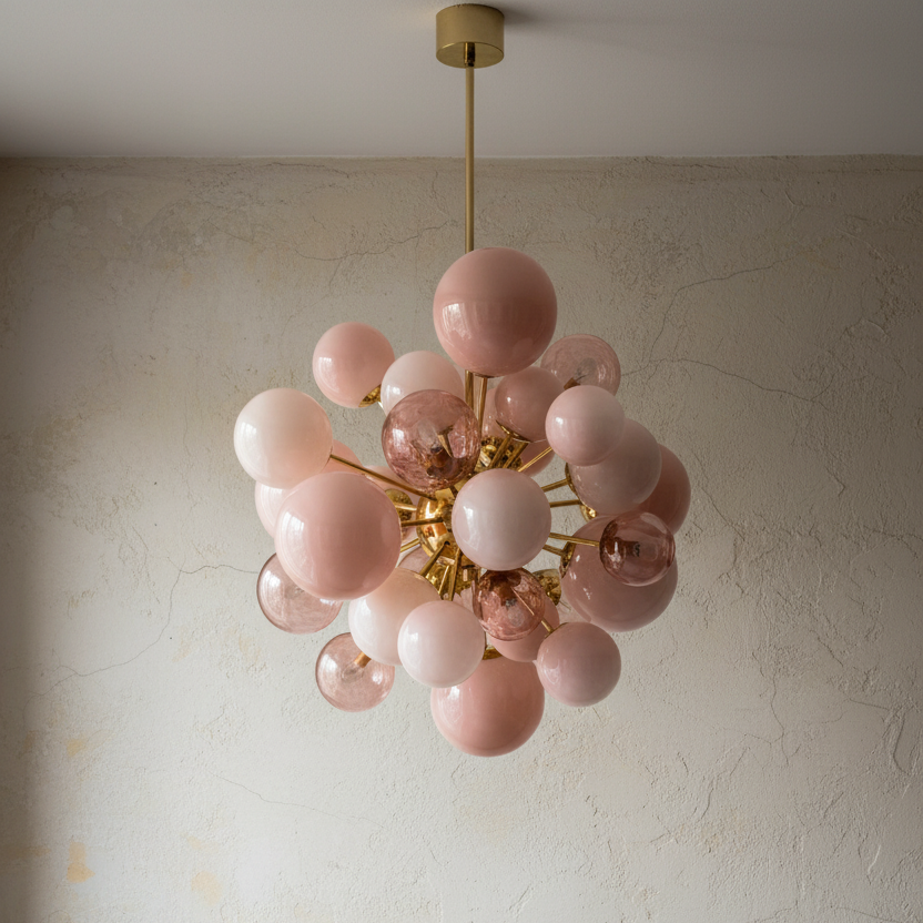 PINK GLASS GLOBE CHANDELIER | 80CM | CLPT80CF