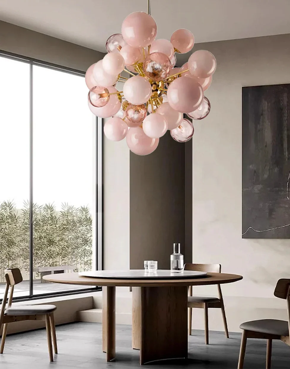Pink Murano Glass Globe Chandelier in Gold Iron | Luxury Modern Ceiling Light for Bedroom & Living Room Casalolalights
