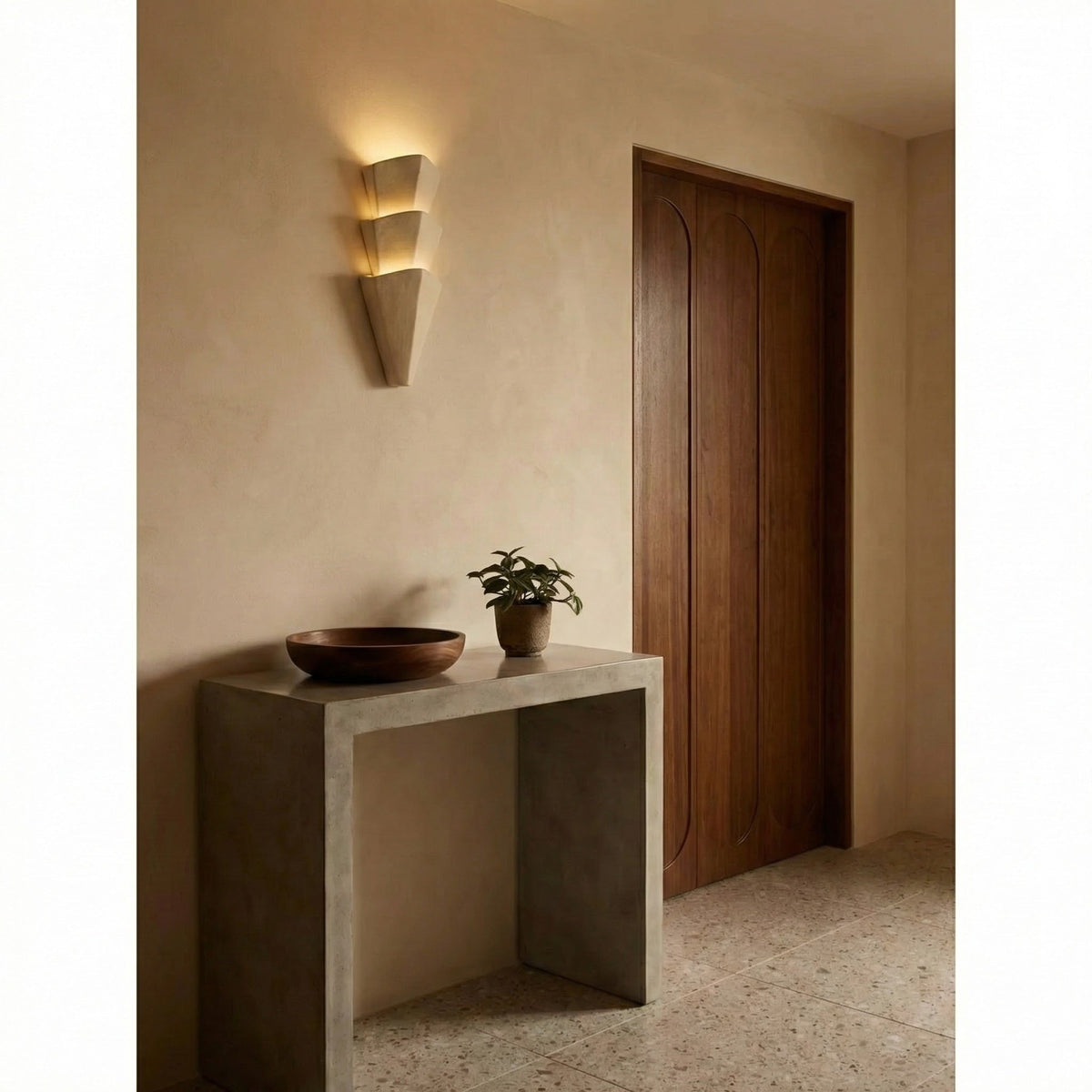Plaster Tiered Wall Sconce Beige or Gray | 1 to 3 Tiers Hallway Washer Low Profile Japandi Casalola Lights Luxury Lamps