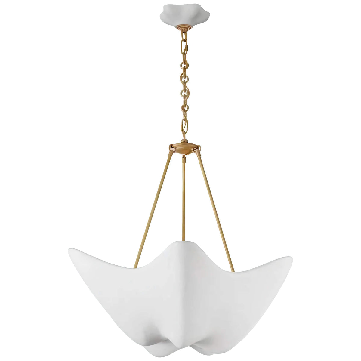 Plaster Pendant Light for Dining Room and Entry | Hand-cast Wave Form on Brass Rods 73 Cm (28.7 In) Wide Casalola