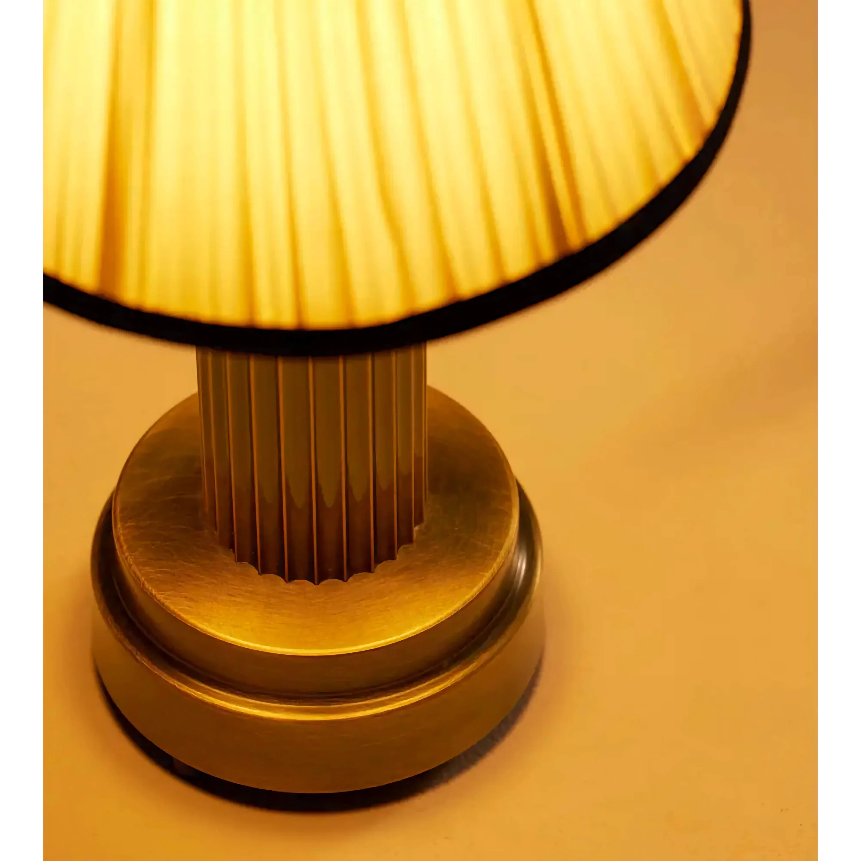 Pleated Fabric Shade Table Lamp | Fluted Copper Base Accent